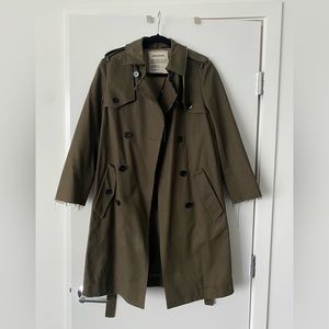 Zadig & Voltaire Twill Trench, XS Olive Khaki